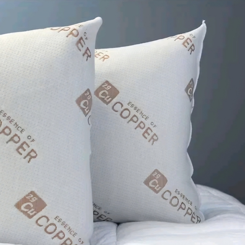 Essence Of Copper Set Of 2 Bed Pillows Hypoallergenic Cooling Antimicrobial